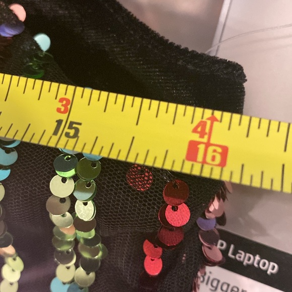 KNIT WORKS - NWT - jumpsuit: black lined mesh w 🌈 sequins & velvet straps - 16 - Picture 5 of 16